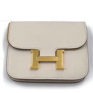 Authentic HERMES Gris Pale (light grey) Constance Slim Epsom Leather Gold HW